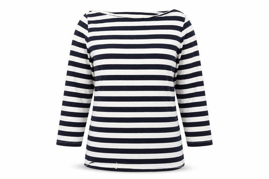 R | edition Women's M White Black Striped 3/4 Sleeve Top