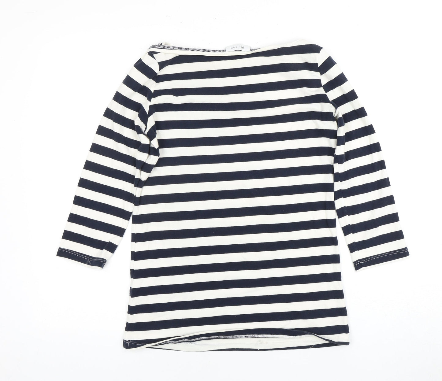 R | edition Women's M White Black Striped 3/4 Sleeve Top