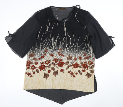 Sharon Collection Women's L Floral Blouse Beige/Black