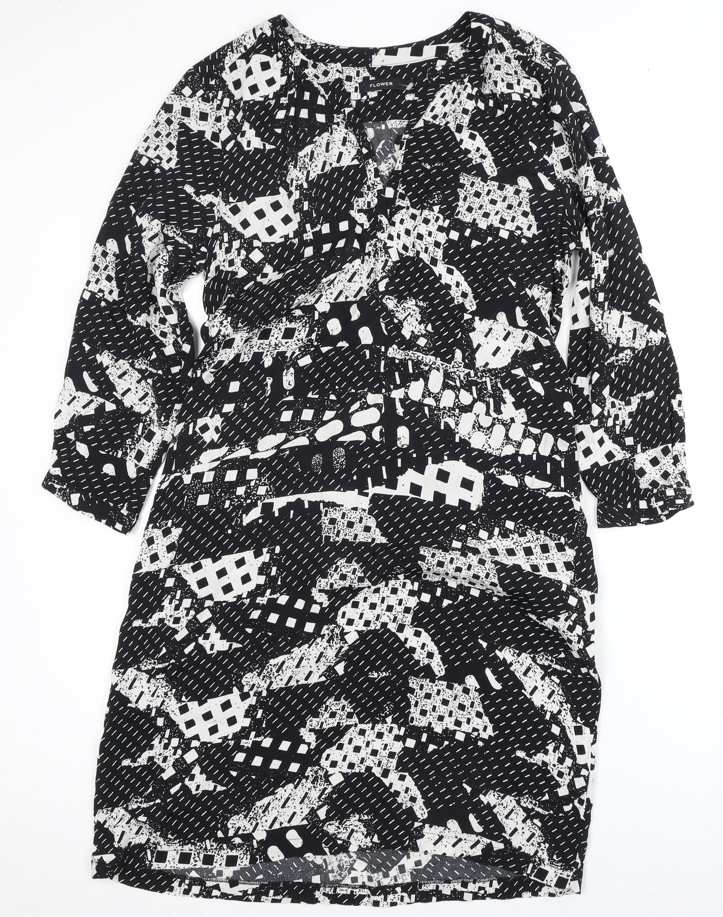 FLOWER Women's Black Abstract Print Dress Size 10