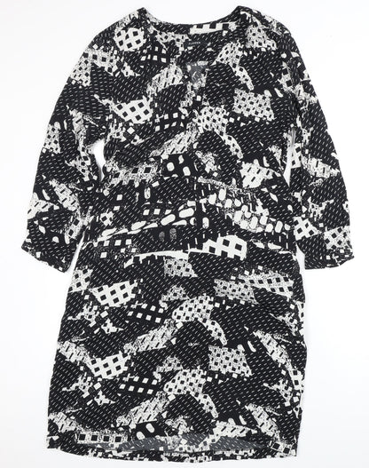 FLOWER Women's Black Abstract Print Dress Size 10