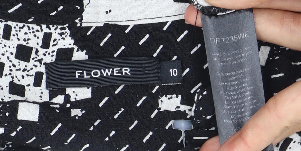 FLOWER Women's Black Abstract Print Dress Size 10