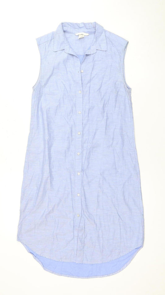 H&M Women's Blue Sleeveless Shirt Dress Size 8