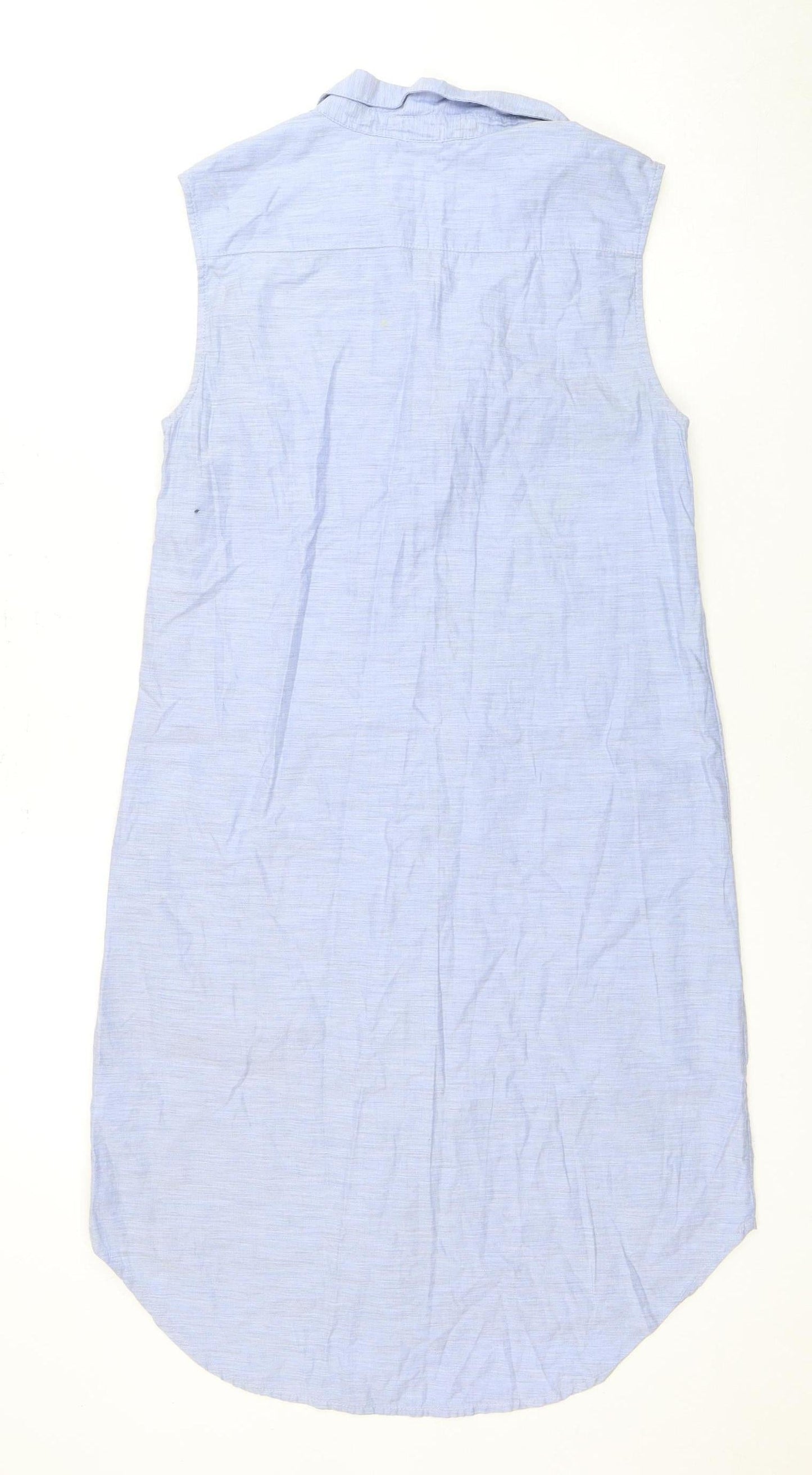 H&M Women's Blue Sleeveless Shirt Dress Size 8