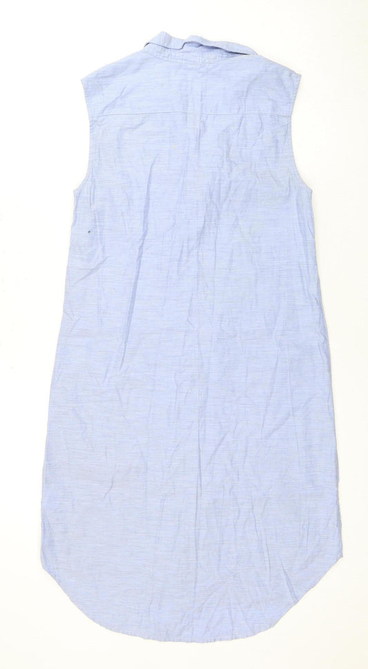 H&M Women's Blue Sleeveless Shirt Dress Size 8