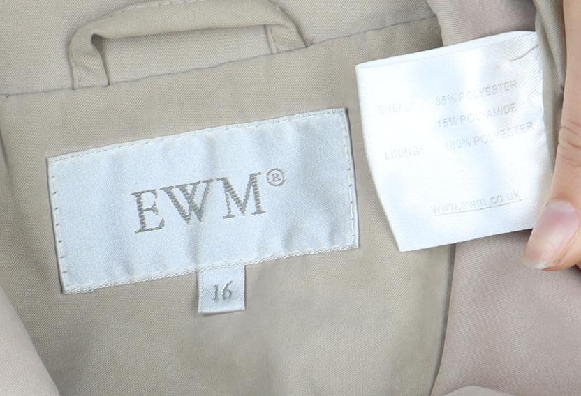 Womens UK Size 16 EWM Beige Overcoat