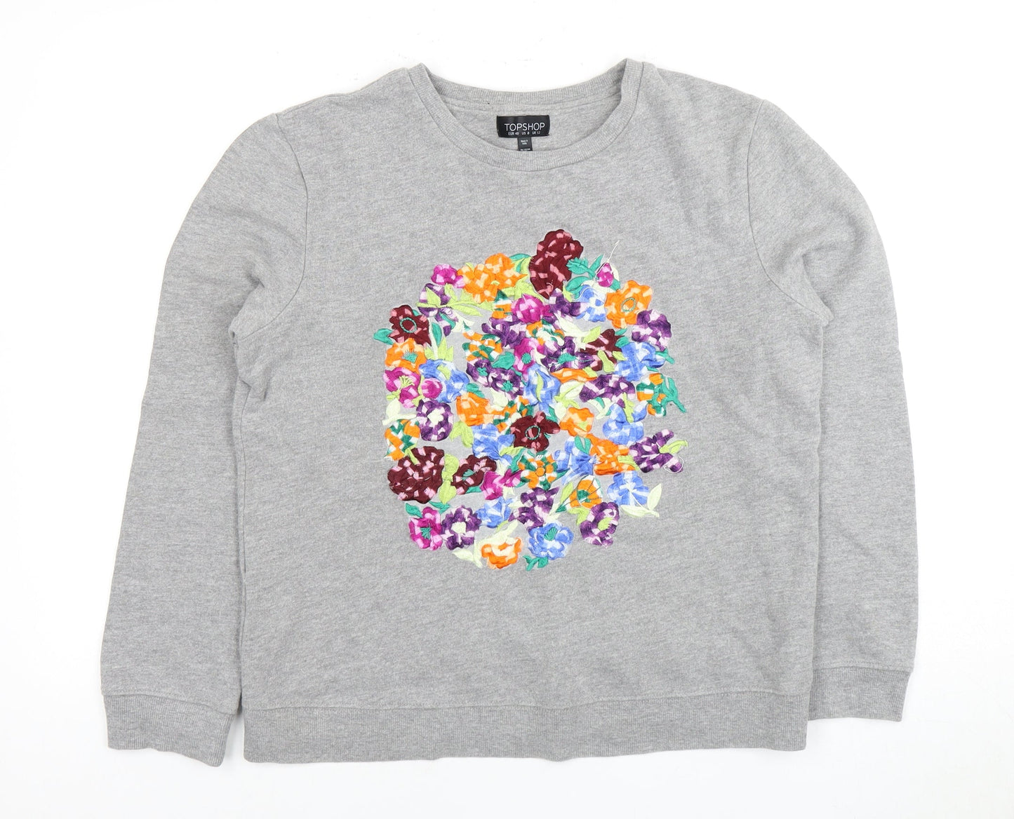 Topshop Women’s Grey Multicoloured Sweatshirt, Size 12