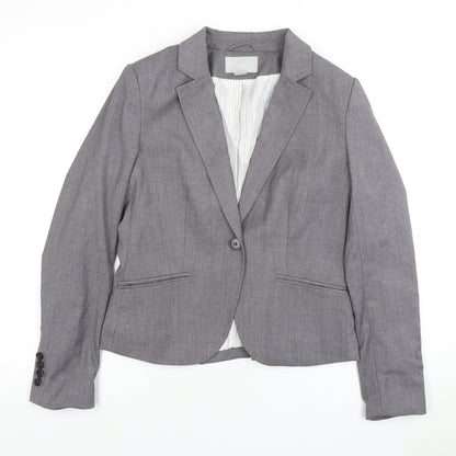H&M Women's Grey Blazer Size 14 Notch Lapel