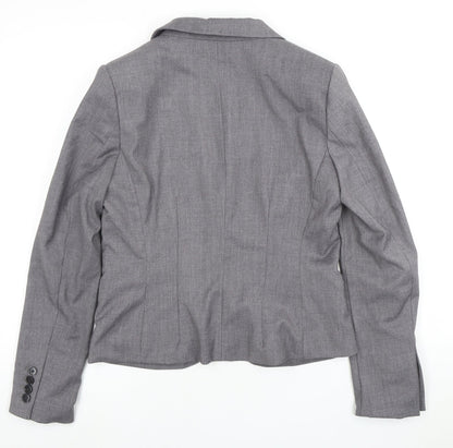 H&M Women's Grey Blazer Size 14 Notch Lapel