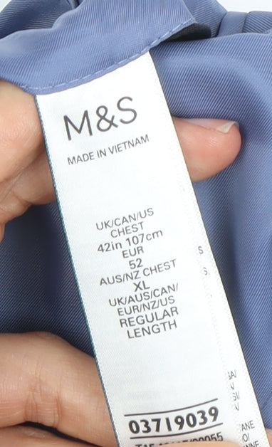 Marks and Spencer Men's Blue 42" Plaid Blazer