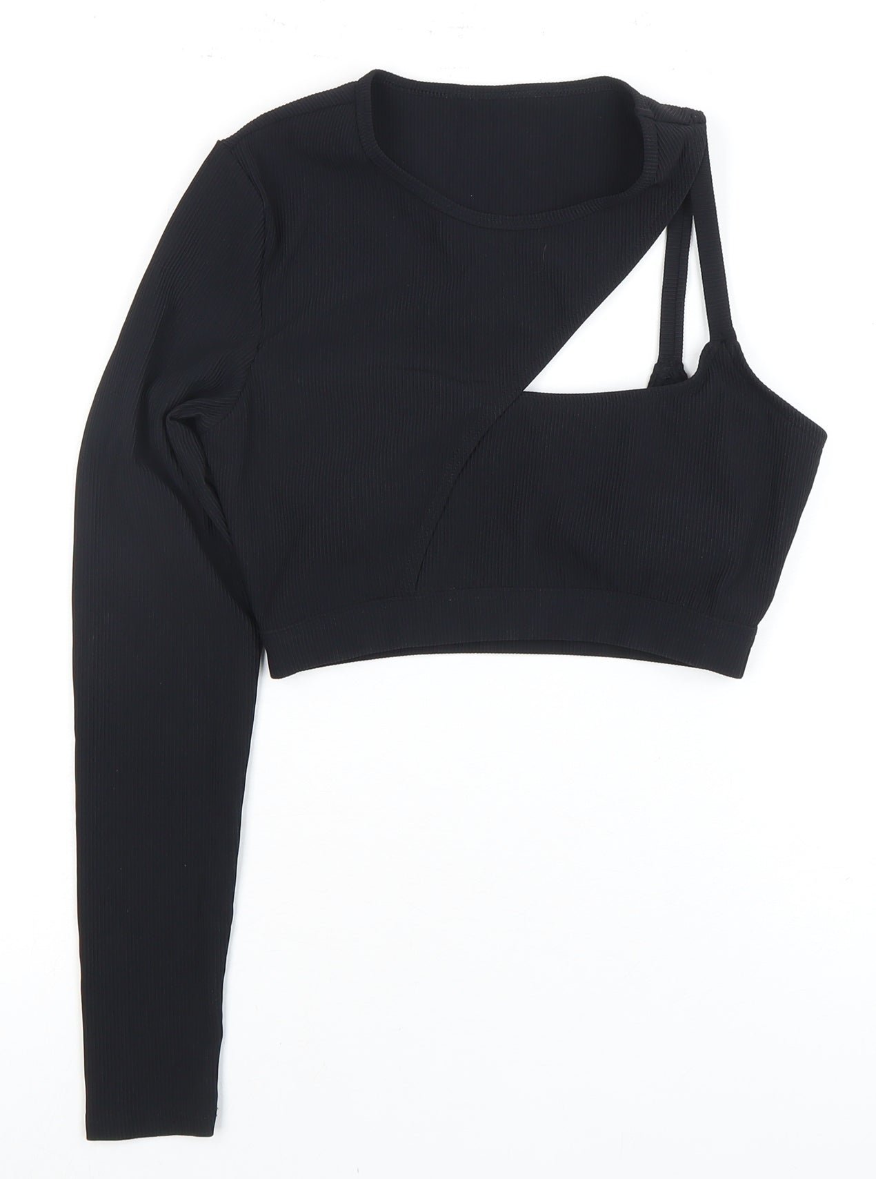 Womens UK Size 12 South Beach Black Cropped Blouse