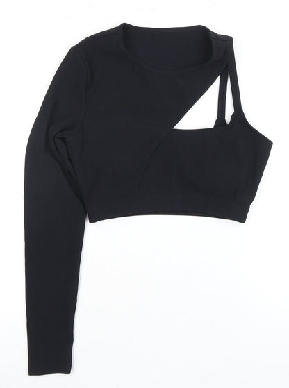 Womens UK Size 12 South Beach Black Cropped Blouse