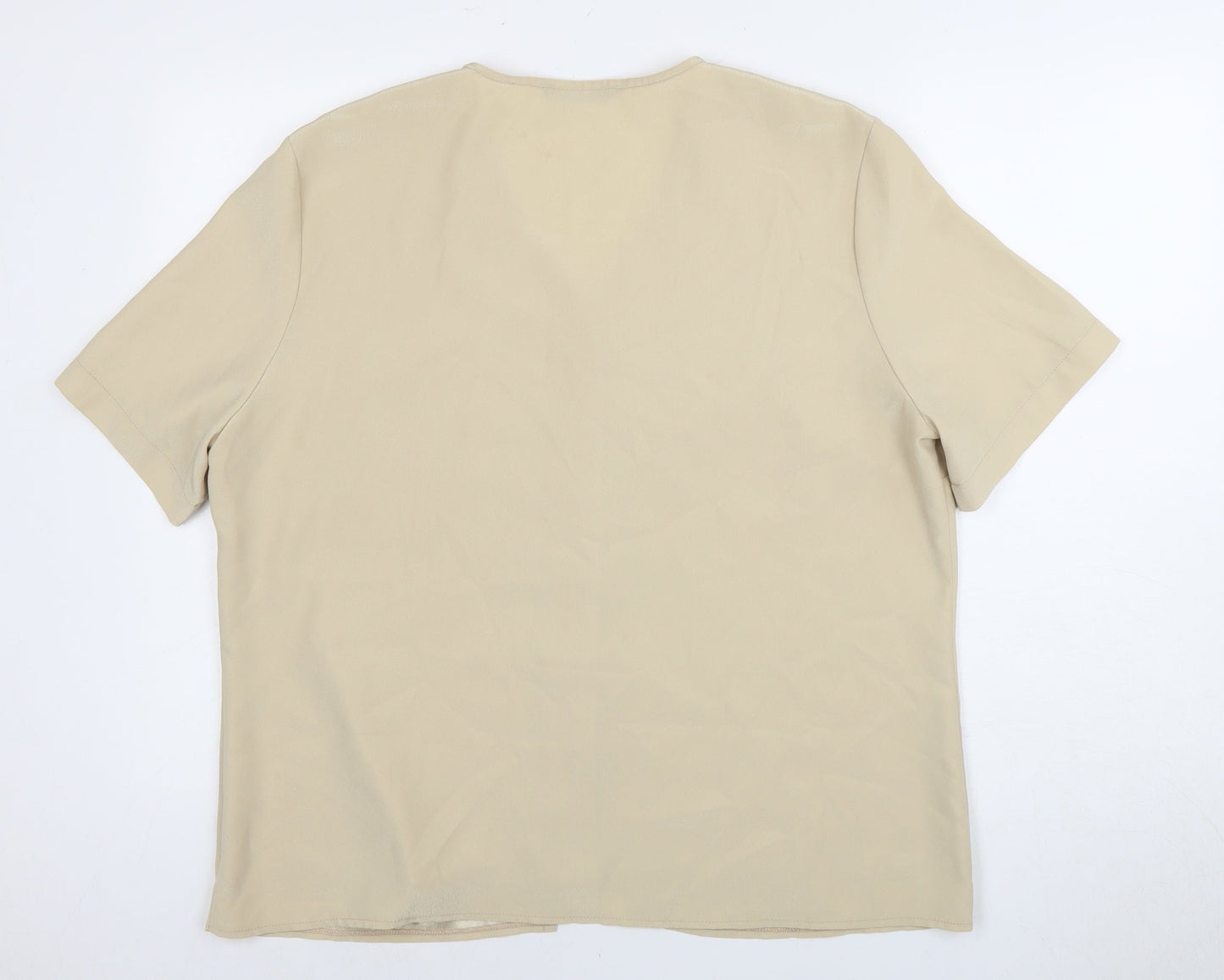 Berkertex Beige Women's Button-Up Blouse, Size 18, Short Sleeve