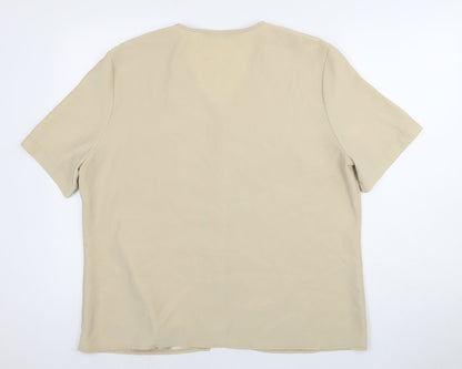 Berkertex Beige Women's Button-Up Blouse, Size 18, Short Sleeve