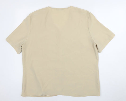 Berkertex Beige Women's Button-Up Blouse, Size 18, Short Sleeve