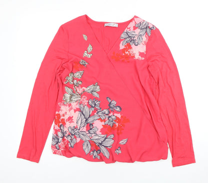 Marks and Spencer Women's Pink Floral Wrap Blouse Size 10
