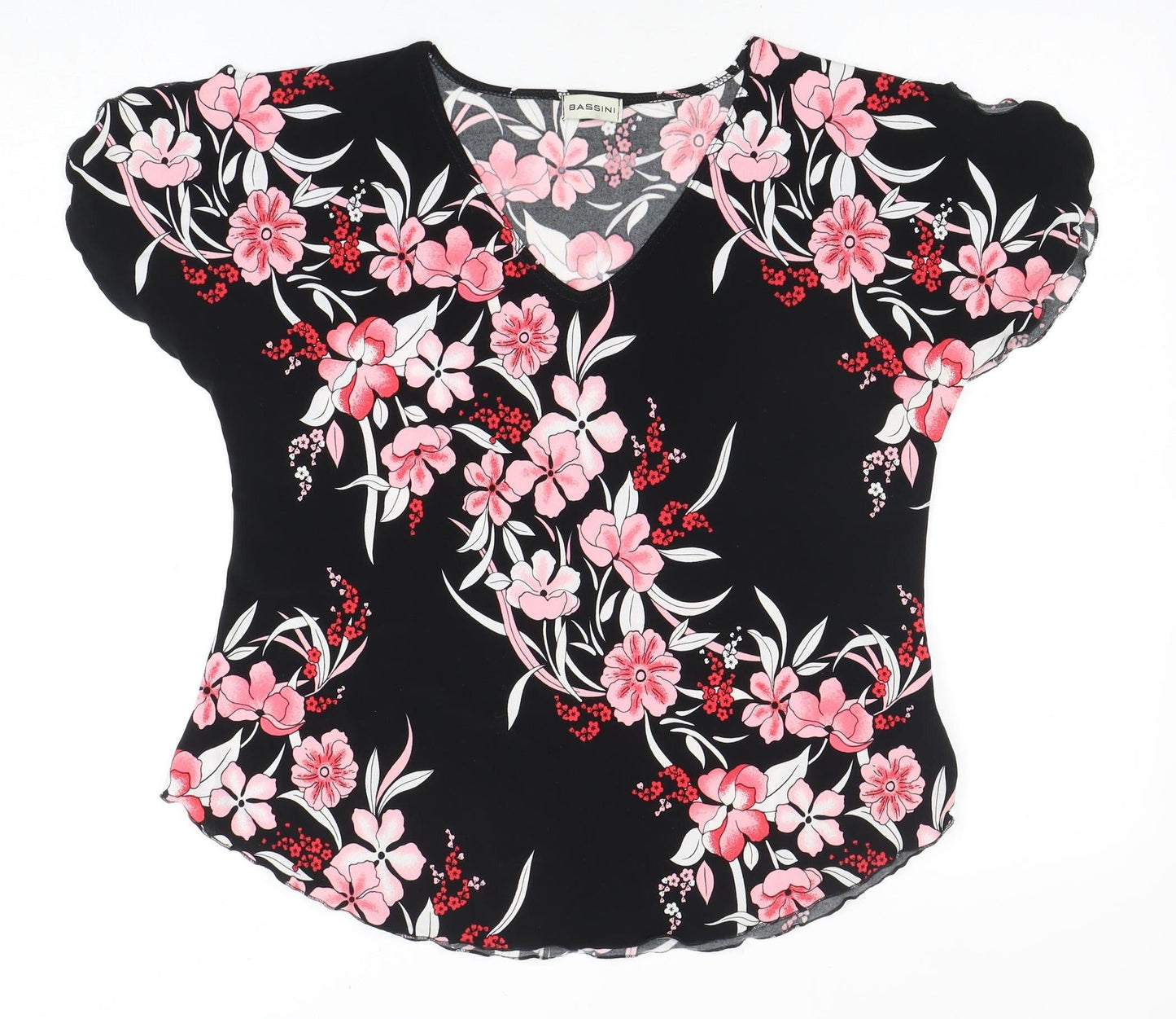 Womens UK Size L BASSINI Black Basic Blouse
