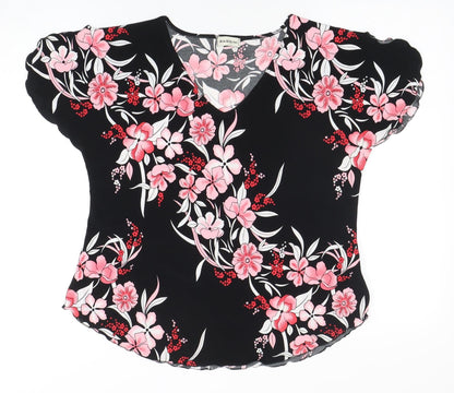 Womens UK Size L BASSINI Black Basic Blouse