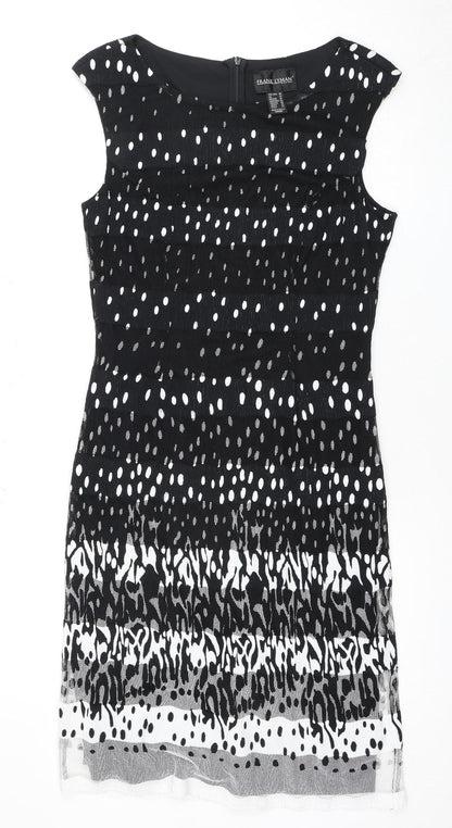 Frank Lyman Women's Black White Print Dress Size 12