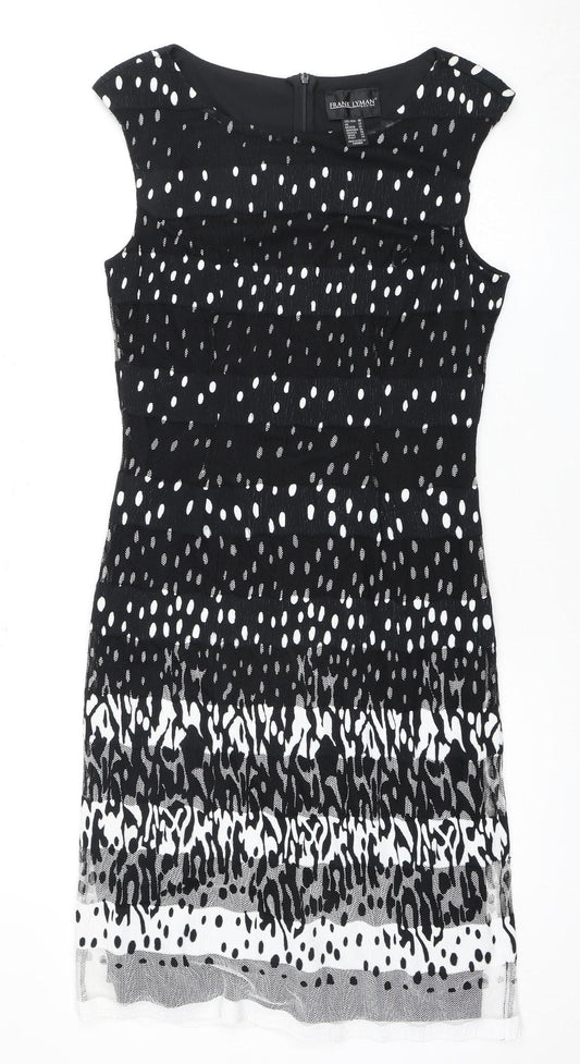 Frank Lyman Women's Black White Print Dress Size 12