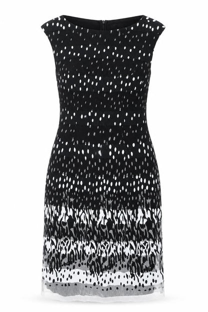 Frank Lyman Women's Black White Print Dress Size 12