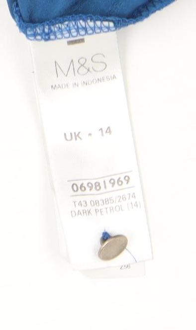 Womens UK Size 14 Marks and Spencer Blue Basic Blouse