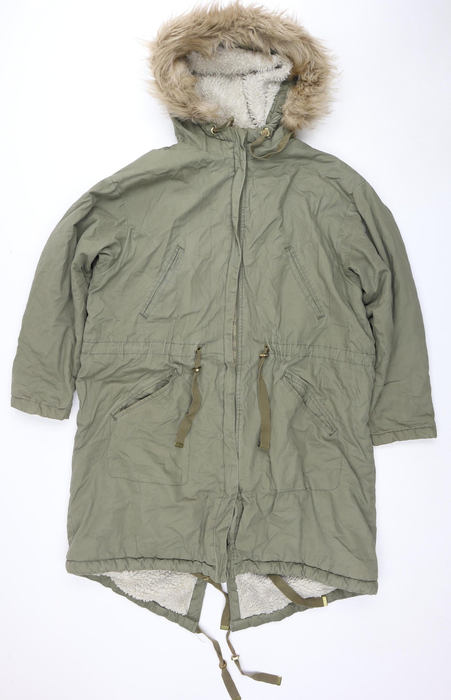 Womens UK Size 12 H&M Green Parka Coat