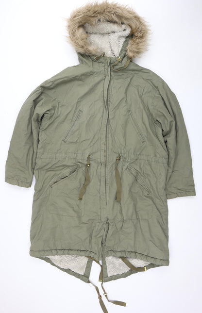 Womens UK Size 12 H&M Green Parka Coat