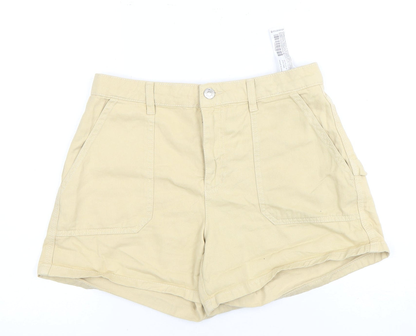 Stradivarius Women's Beige Shorts, UK 10, Cotton, Pockets