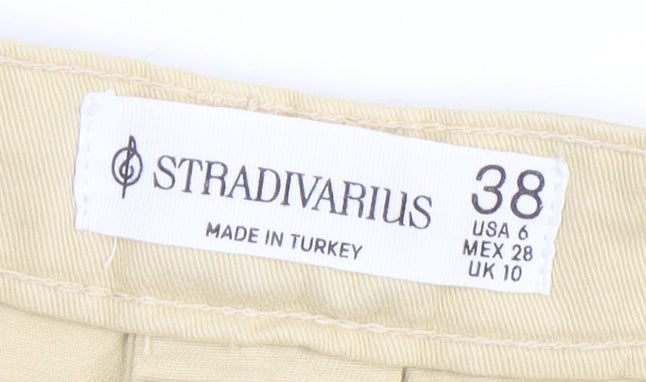 Stradivarius Women's Beige Shorts, UK 10, Cotton, Pockets