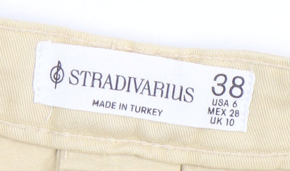 Stradivarius Women's Beige Shorts, UK 10, Cotton, Pockets