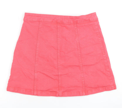H&M Women's Pink A-Line Button Short Skirt Size 8