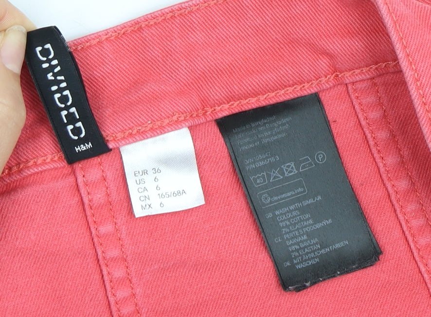 H&M Women's Pink A-Line Button Short Skirt Size 8