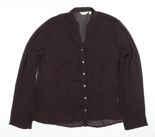 NEXT Women's Brown Long Sleeve Button-Up Top Size 12