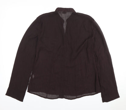 NEXT Women's Brown Long Sleeve Button-Up Top Size 12