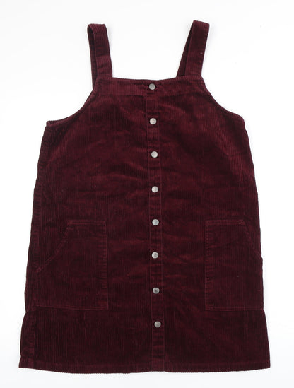 New Look Women's Brown Corduroy Pinafore Dress Size 12
