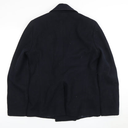 ASOS Men's Black Pea Coat, Medium, Double Breasted 38-40"