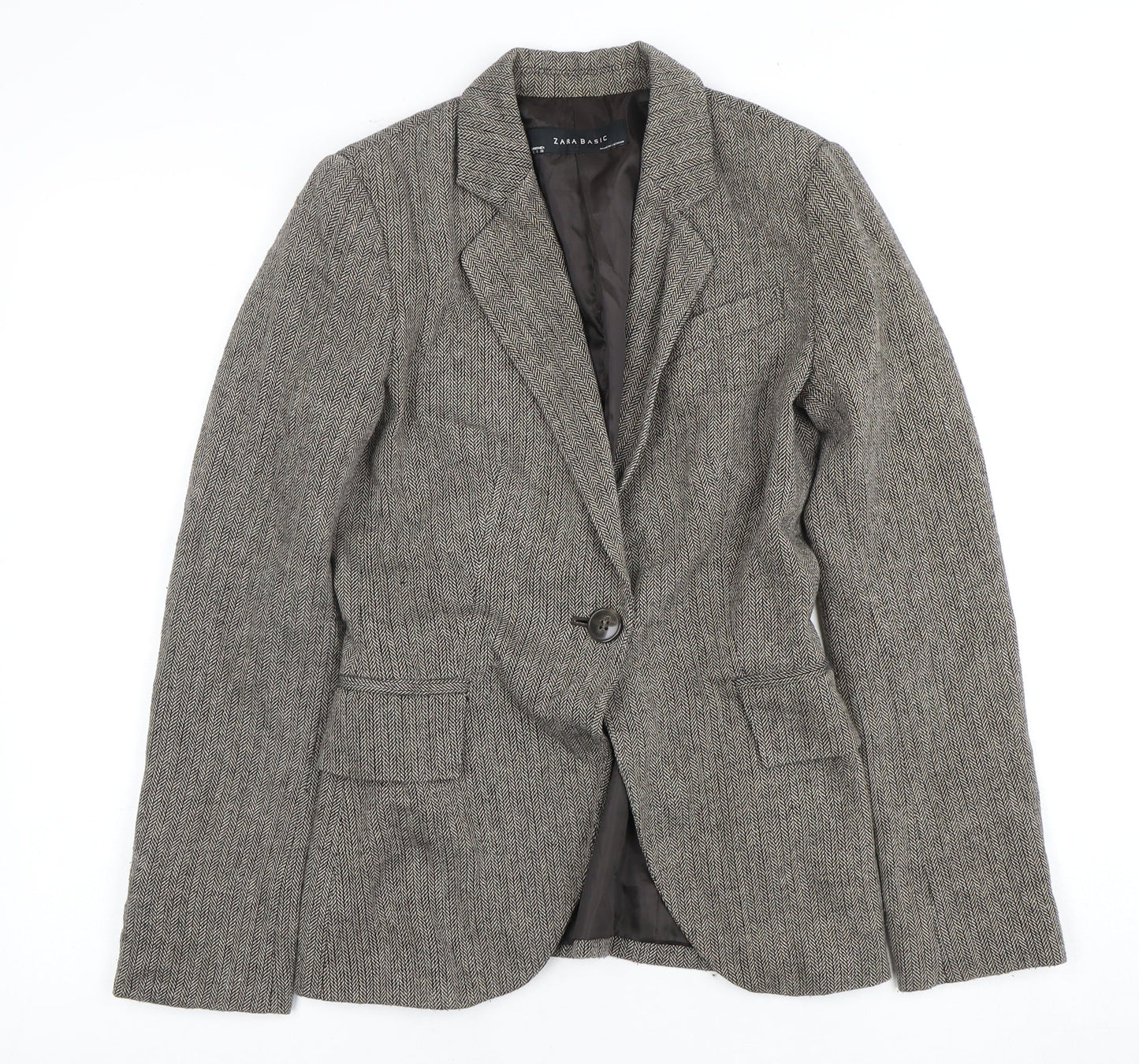 Zara Basic Women's Grey Wool Blend Blazer Size 8