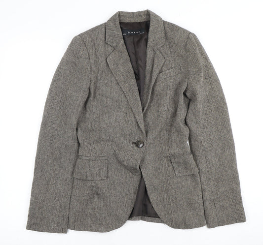 Zara Basic Women's Grey Wool Blend Blazer Size 8