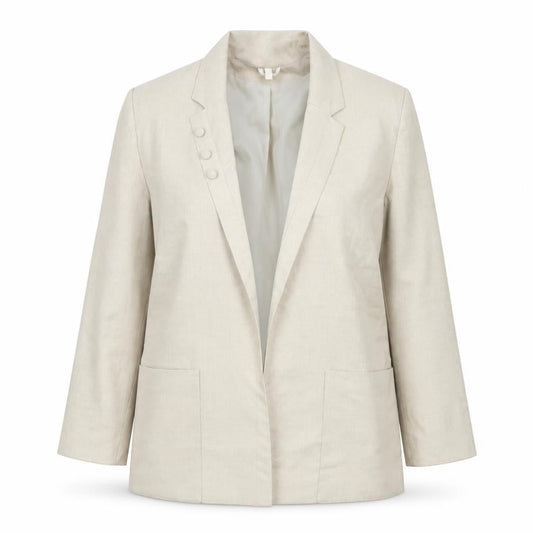 Front view of C&A Women's Beige Long Sleeve Blazer, size 46