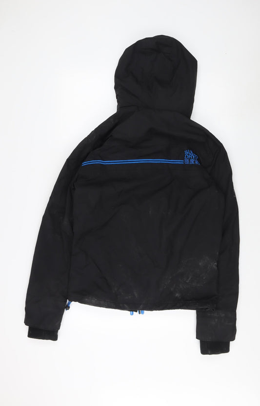 Mens UK Size S Superdry Black Windbreaker Coat