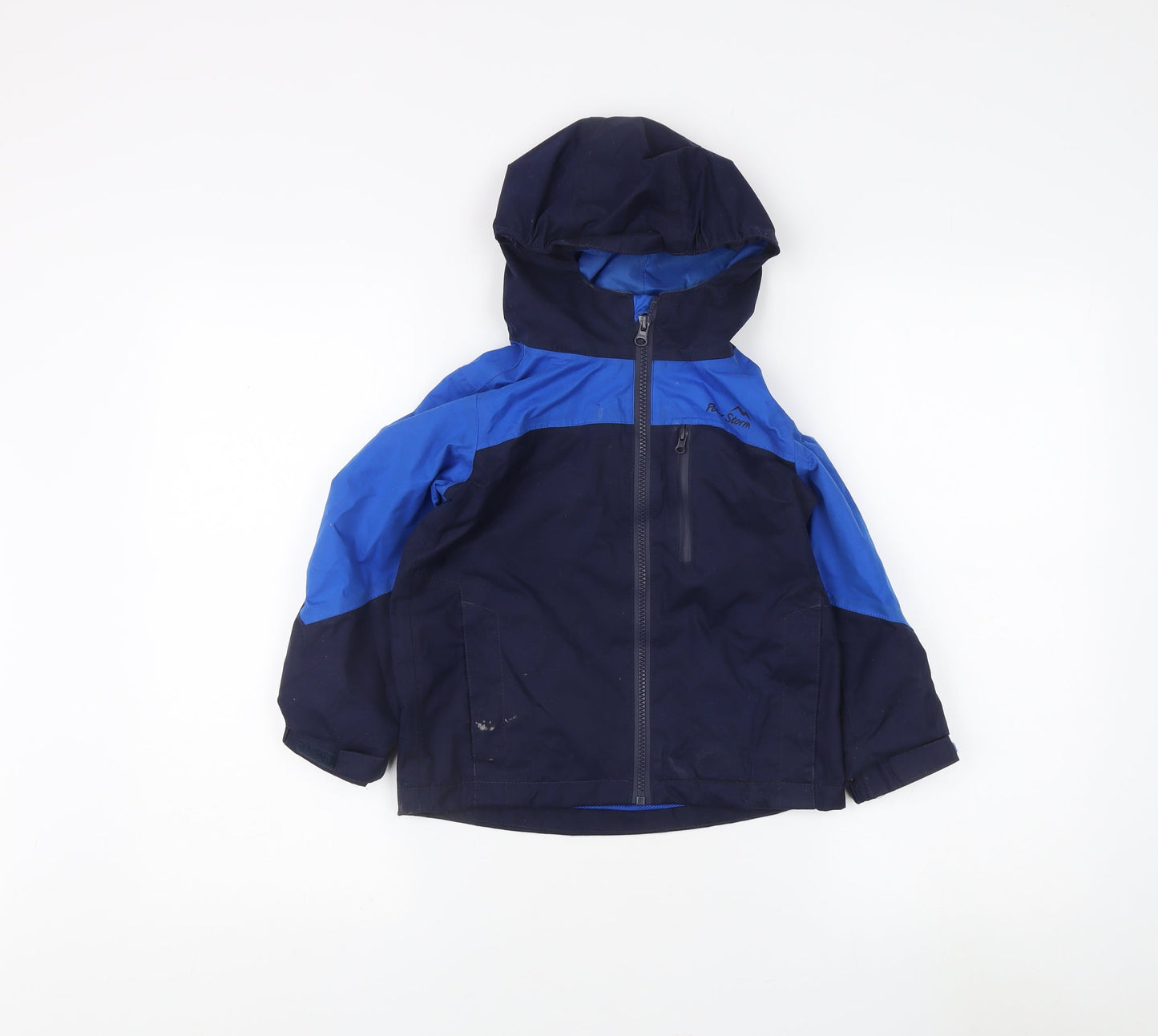 Peter Storm Boys Blue Rain Coat 3-4 Years Hooded Lightweight