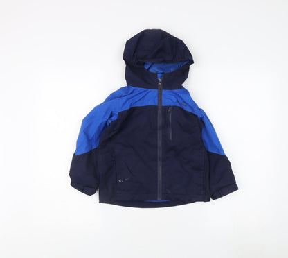 Peter Storm Boys Blue Rain Coat 3-4 Years Hooded Lightweight