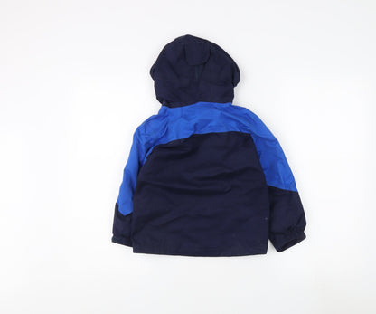 Peter Storm Boys Blue Rain Coat 3-4 Years Hooded Lightweight
