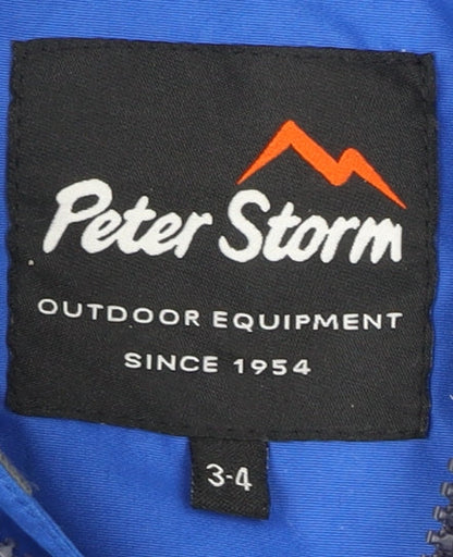 Peter Storm Boys Blue Rain Coat 3-4 Years Hooded Lightweight