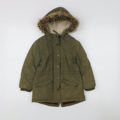 FatFace Girls Green Parka Coat 4-5 Years Faux Fur Hooded