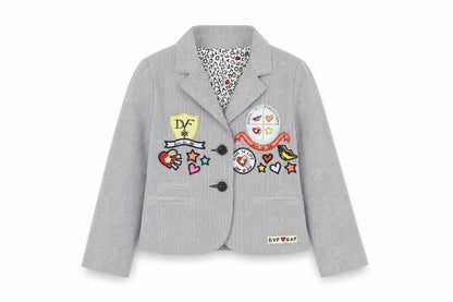 Front view of Gap Kids Grey Pinstripe Blazer for girls’ -, size S
