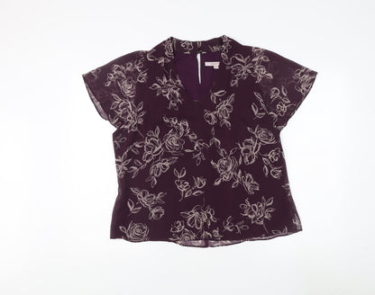 Jacques Vert Women's Purple Floral Blouse Size 18