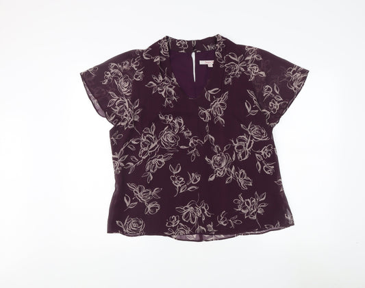 Jacques Vert Women's Purple Floral Blouse Size 18