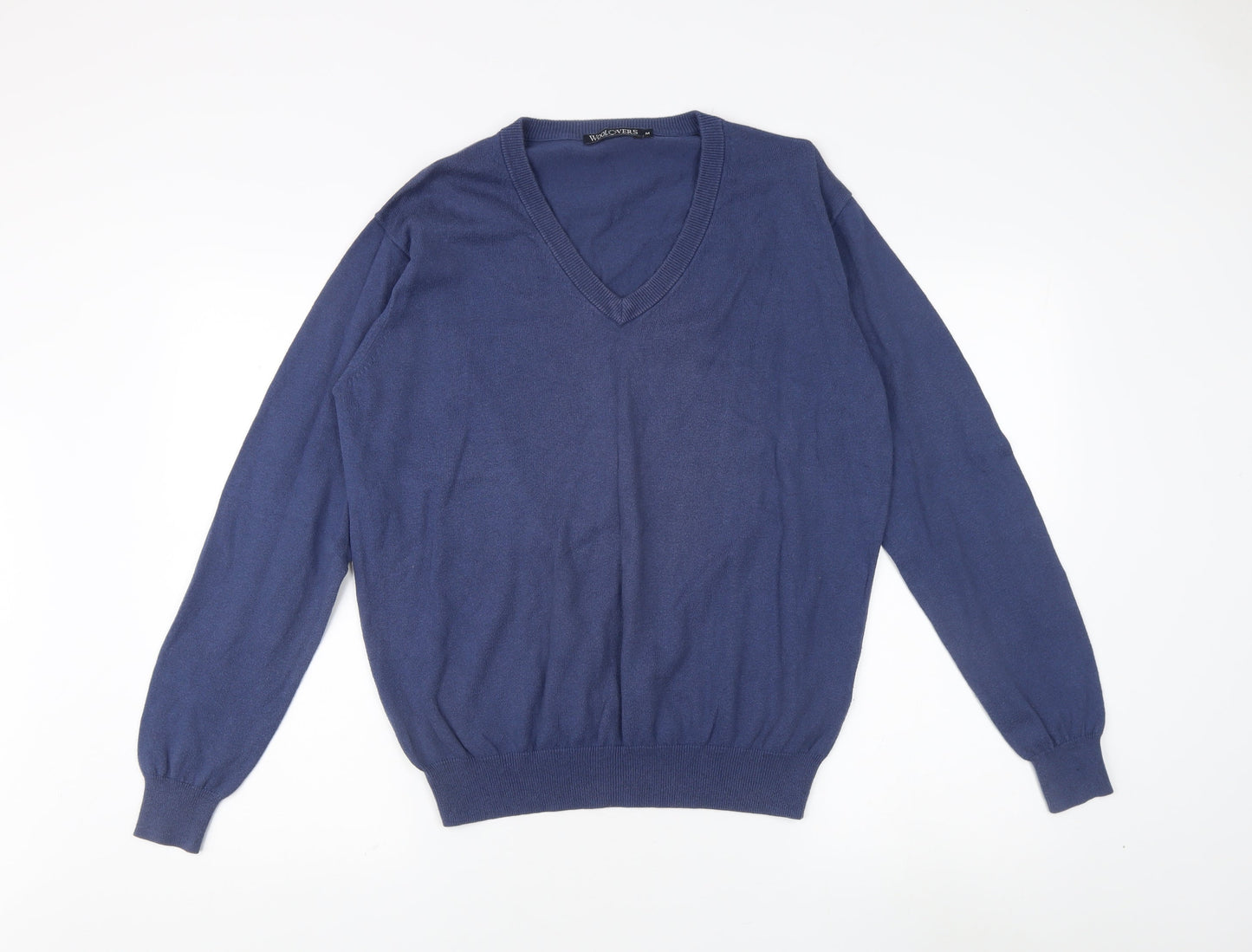 Woolovers Men's Blue V-Neck Cashmere Blend Jumper M